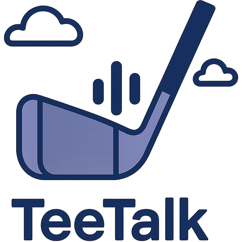 golf caddie AI app icon for TeeTalk, abstracted golf club and voice wave, using minimal curves and color blocks emoji
