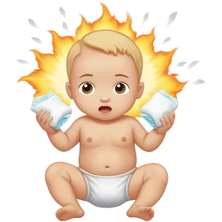 Baby blowing up a diaper emoji