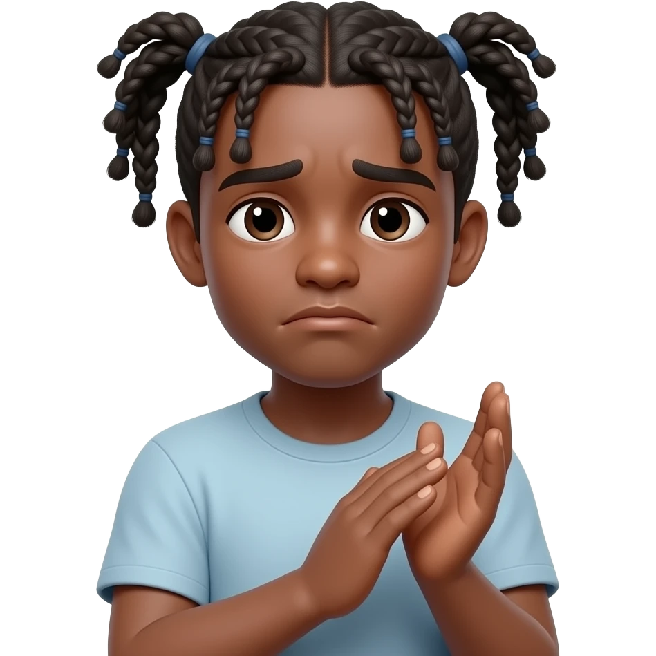 Shock nonchalant face tiney make t little sad do not show it clearly and claping hands like the calapping says wow so u dont love me and act like u dont care and make the guy a black guy with two strand twist and ate the age off 18 emoji