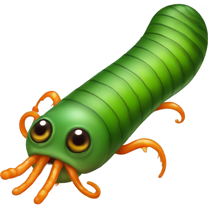 Eight eyed green and orange leech with suction emoji