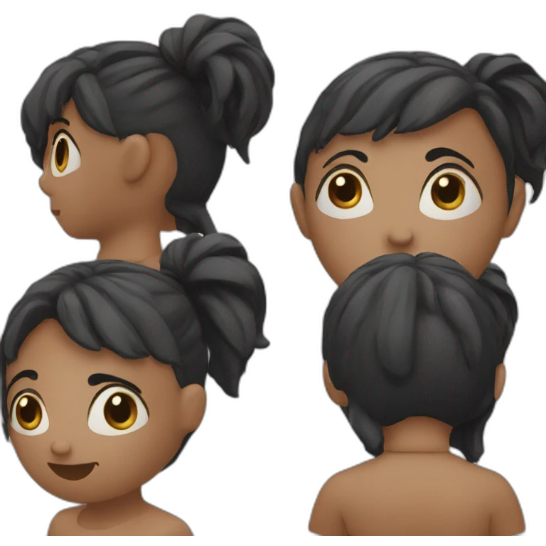 A black round head with the eyebrow emoji as facial expression emoji