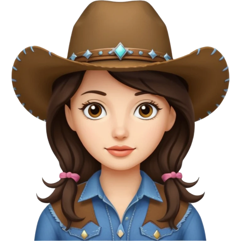 brunette girl with cowgirl hat emoji