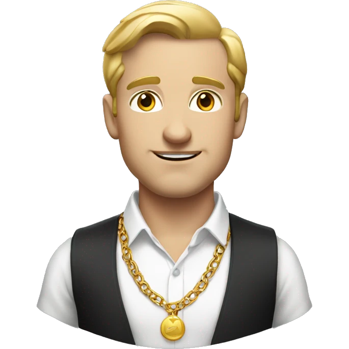 white man with formal clothes with open shirt and gold necklace emoji