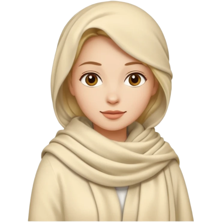 A woman wearing a cream pashmina who likes to walk emoji