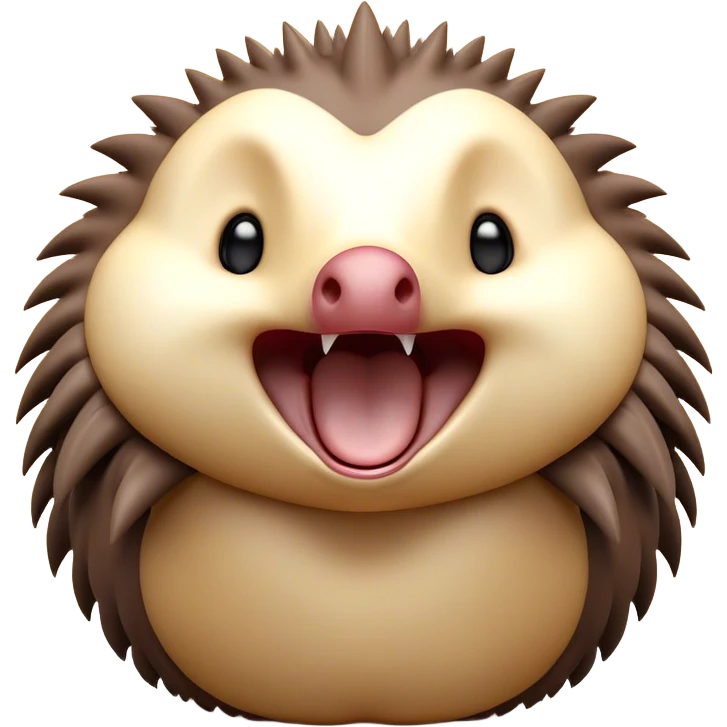 Cinematic Cute Yawning Echidna Portrait Emoji, Head tilted slightly with a dramatic, wide-open yawn, showcasing a soft, downy spiky fur with a slightly drooping snout and small, drowsy eyes, Simplified yet irresistibly adorable features, highly detailed, glowing with a soft, cozy glow, high shine, relaxed yet expressive, stylized with a touch of prickly whimsy, bright and endearing, soft glowing outline, capturing the essence of a sleepy yet affectionate echidna, so drowsy it feels like it could curl up out of the screen for a nap! emoji