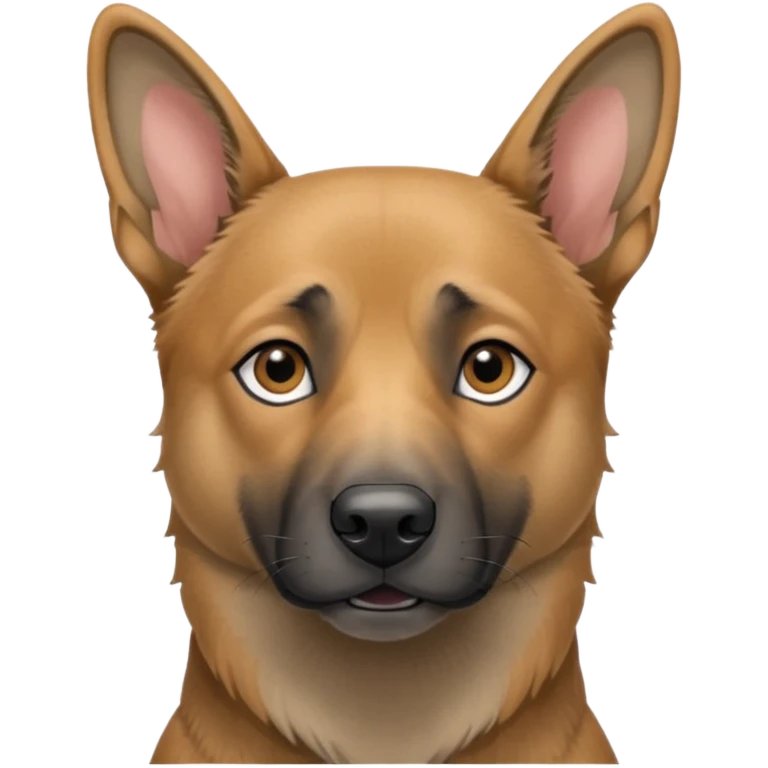 chien Malinois croisé, couleur grise, yeux gris et poils mi long emoji
