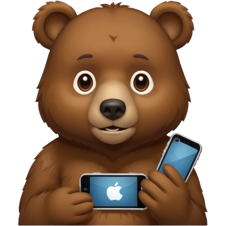 A bear cooking an iphone emoji