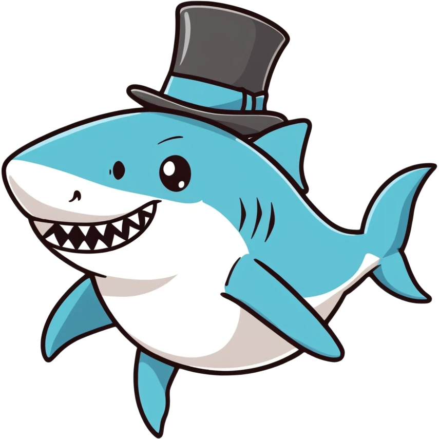 Shark with a top hat emoji