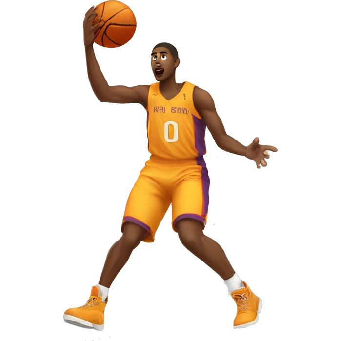 A basketball player doing a no look pass to a teammate  emoji