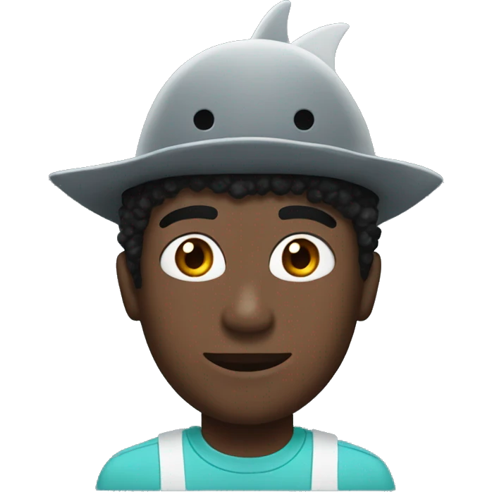 gay black man with with a shark hat emoji