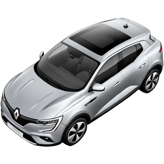 Renault Megane E-Tech electric car, top view, gray color, compact crossover emoji
