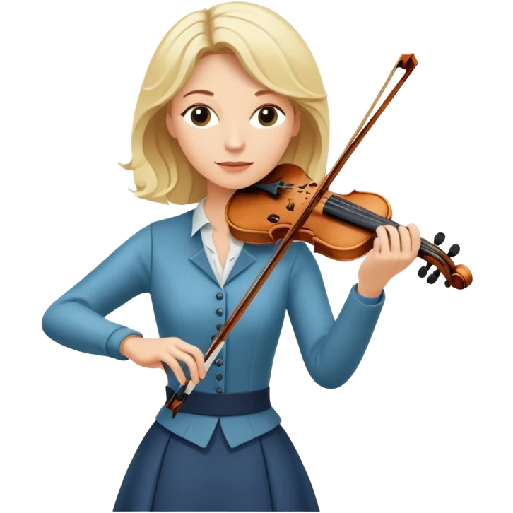 Full body of middle-aged blonde woman playing violin, standing position emoji