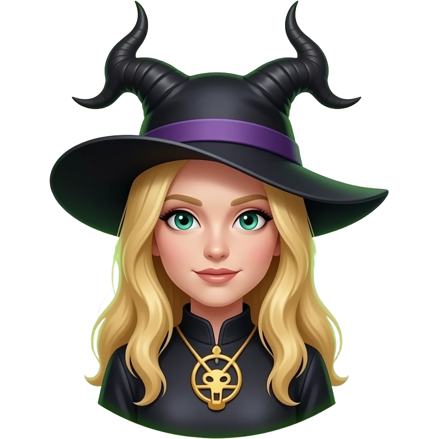 Baphomet pentagram blonde witch emoji