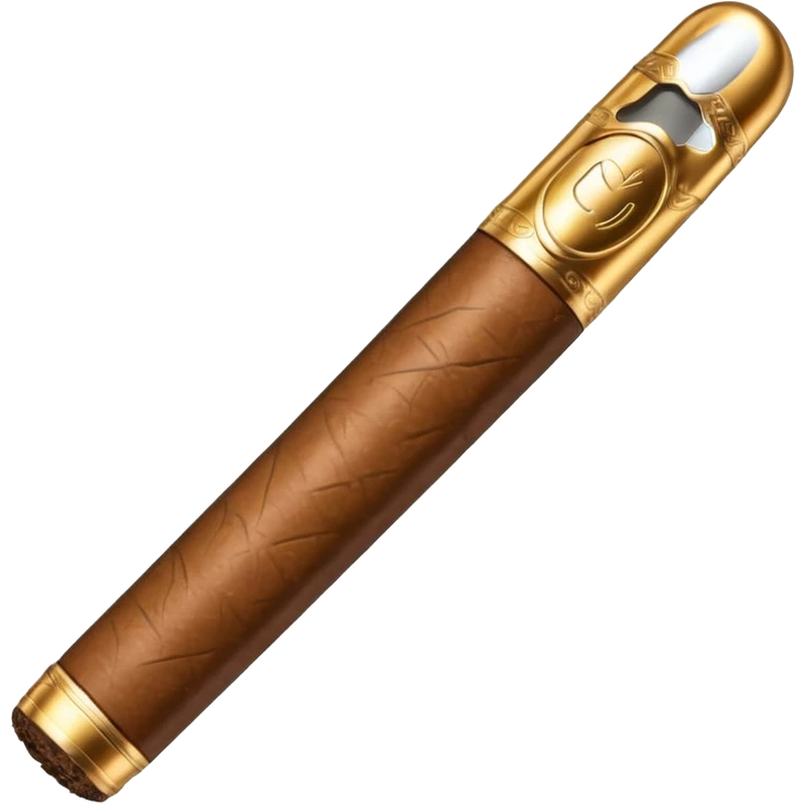 A luxury cigar emoji made of silver chrome, smooth metallic texture, minimal shape, glossy reflections, rich swag aesthetic, iOS emoji style, centered, clean white background emoji