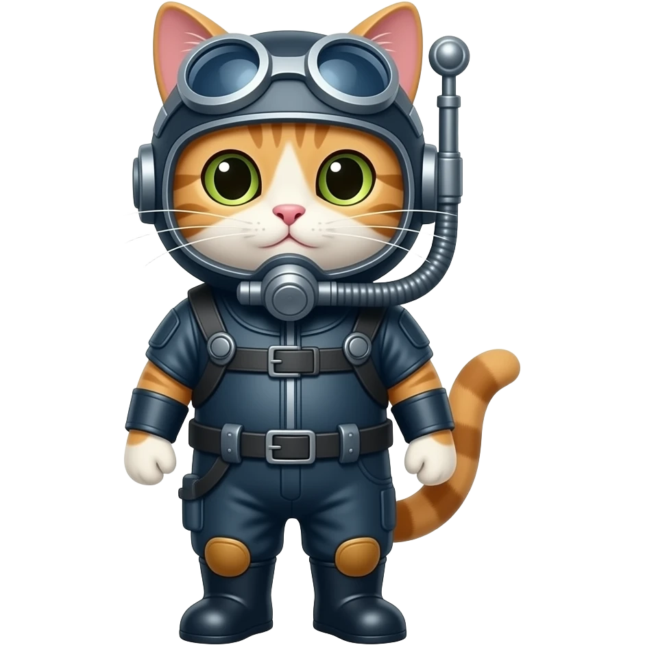 Cat wearing diver clothes emoji