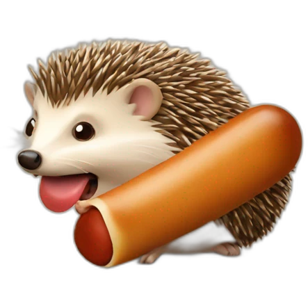 Hedgehog licking sausage emoji