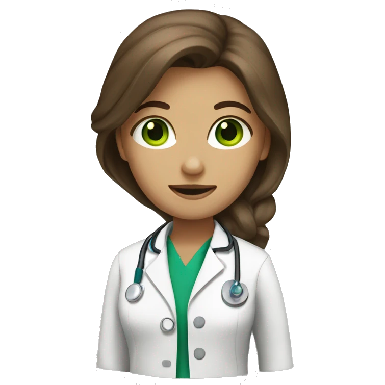 female doctor with green eyes brown long hair  emoji