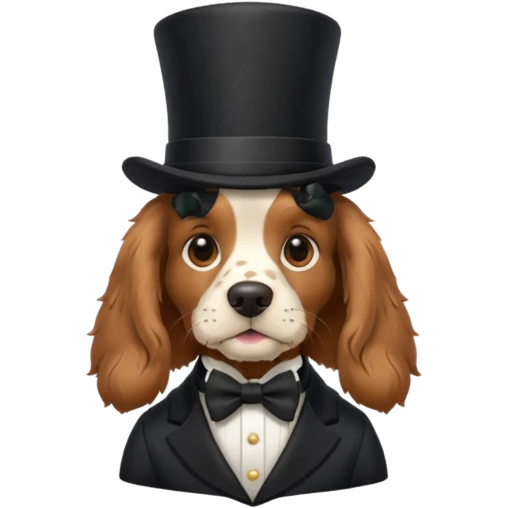 Cocker Spaniel with top hat emoji