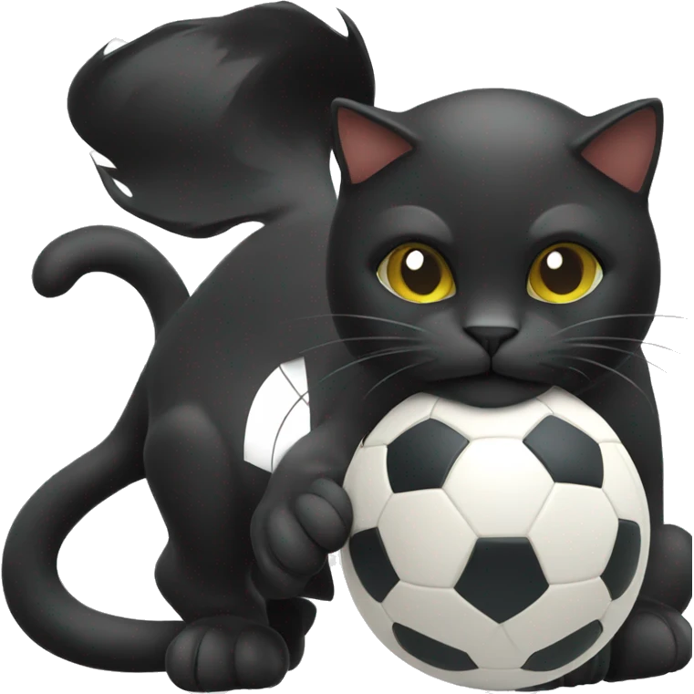 Black Cat with soccer ball emoji