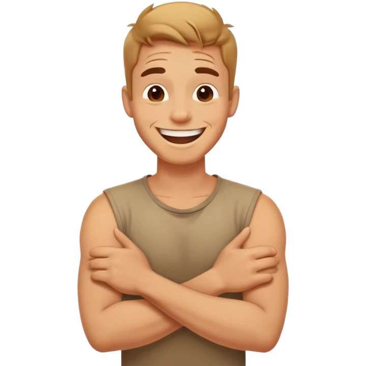  Arms crossed holding neck laughing guy emoji