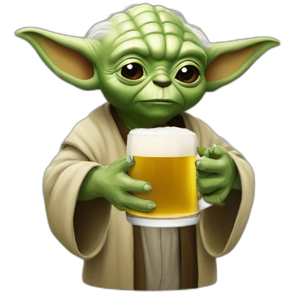 Yoda drinking a beer emoji