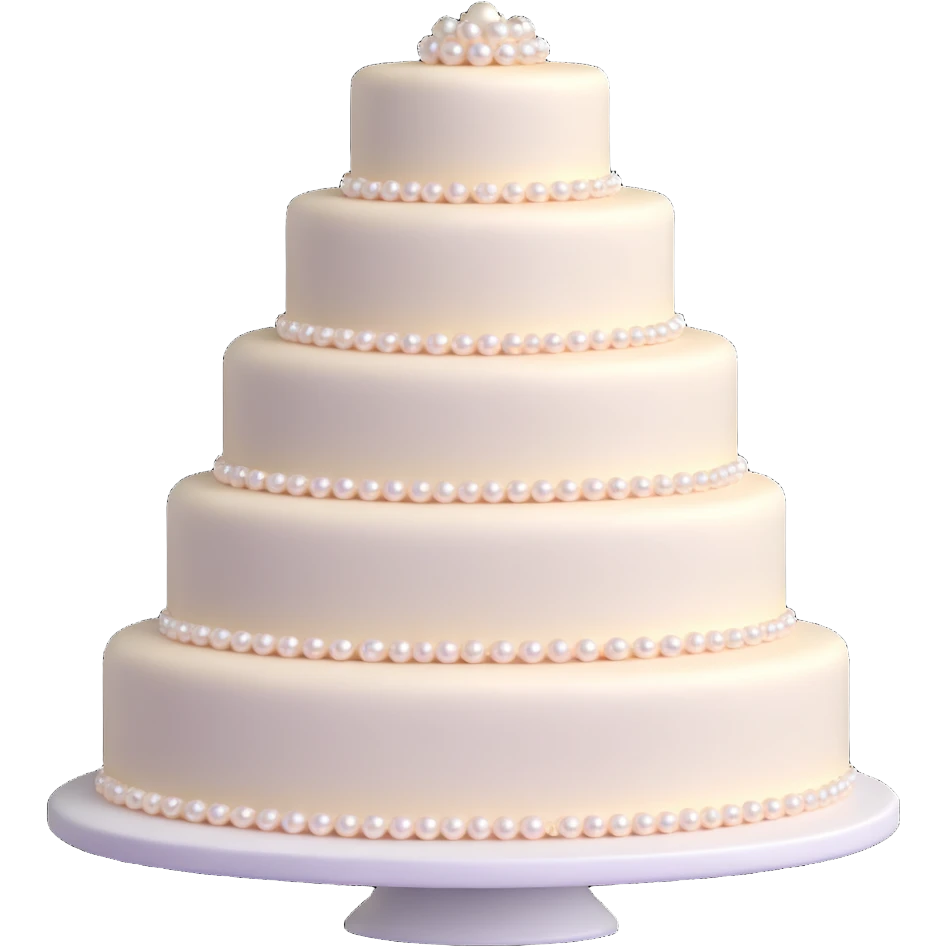 three-tier wedding cake with pearl embellishments emoji