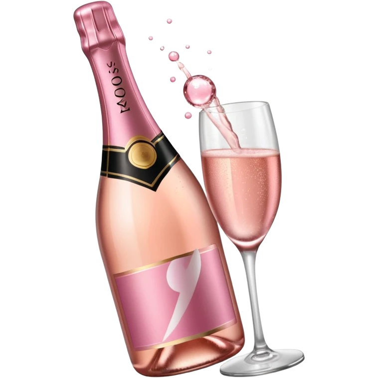 bottle of sparkling rose champagne tilted sideways emoji
