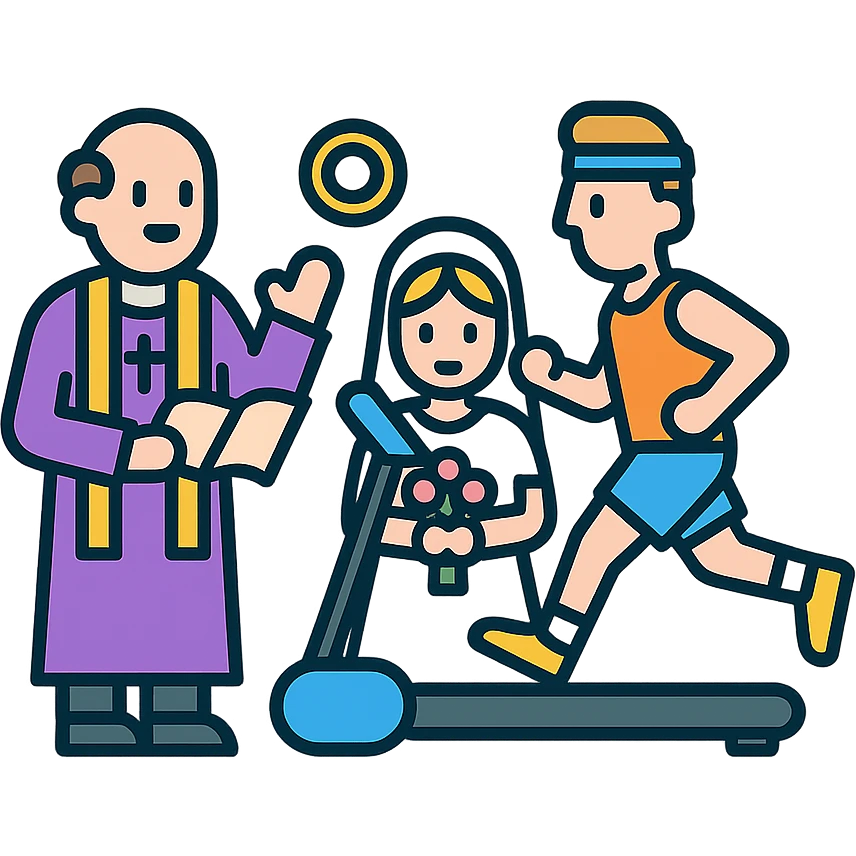 the pastor marry sportsman and thredmill emoji