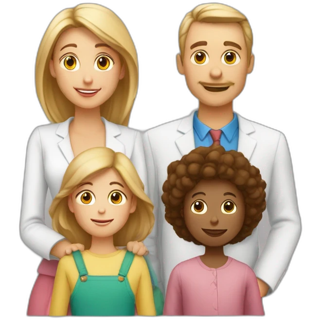 une famille blanche avec deux parents, et  1 fille, un garçon, un garçon, un garçon, un gracon emoji