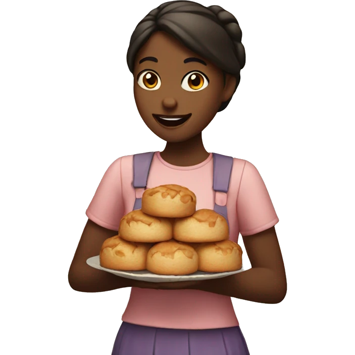 Girl holding baked goods emoji