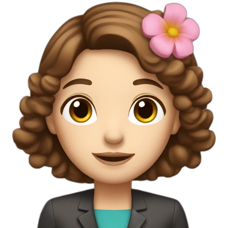 receptionist desk brown hair flowers in hand emoji