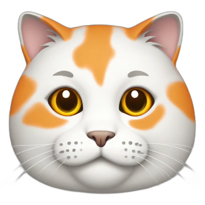 fat cat white, gray and orange emoji