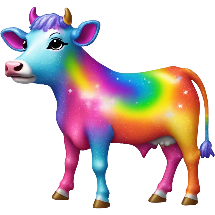 Lisa frank glitter sun star rainbow cow emoji