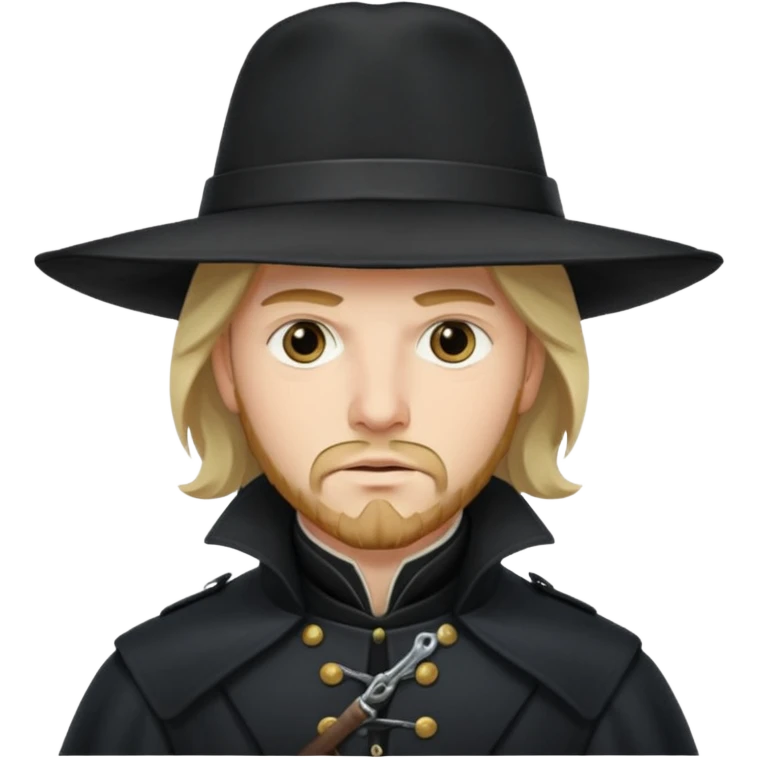 Athos, musketeer in black trench coat emoji