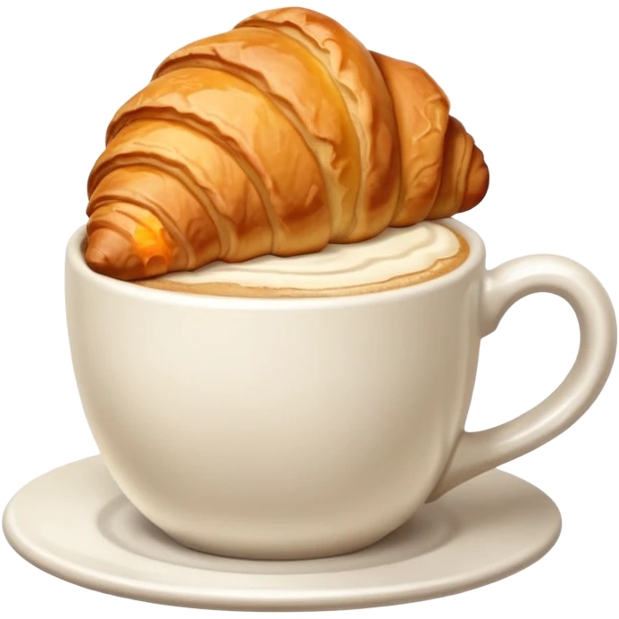 Croissant near cappuccino emoji