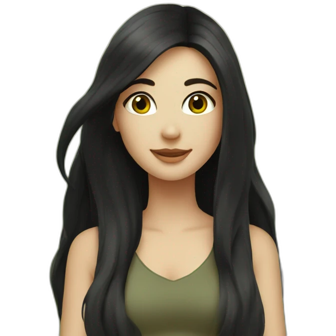 white girl with long black hair , a bindi and enjoying nature emoji