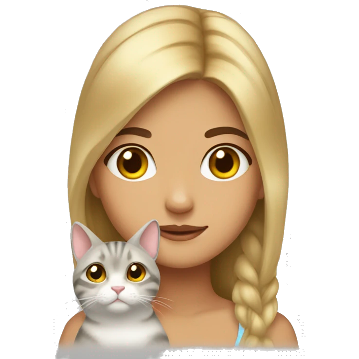Girl and cat golden chinchilla  emoji