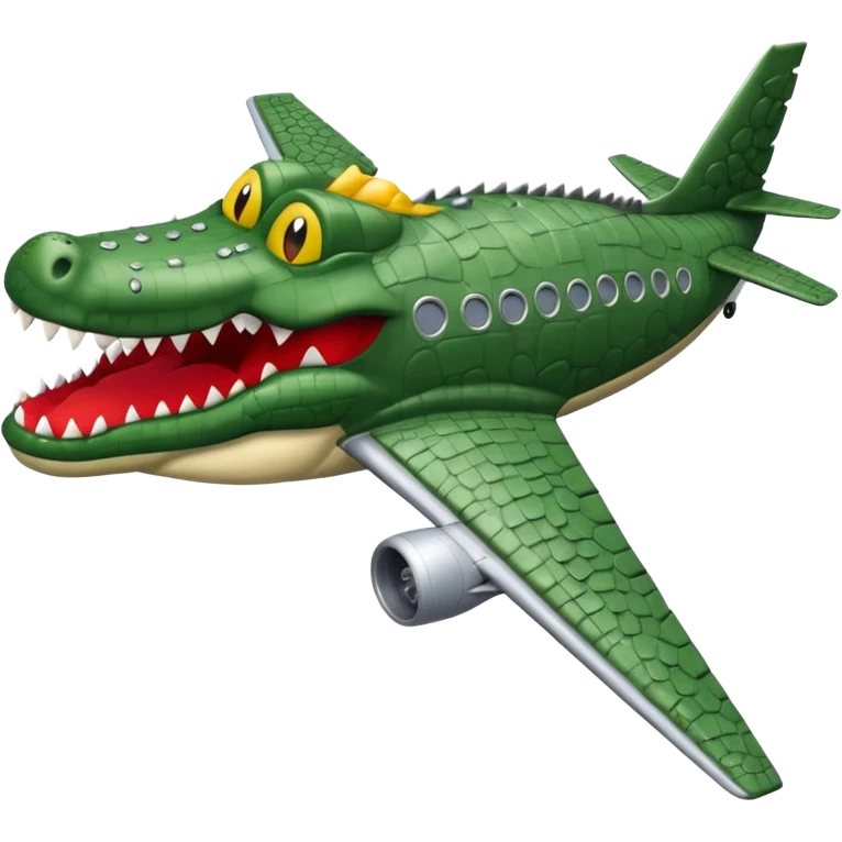 Un avions com cara de cocodrlilo i el cuerpo gris emoji