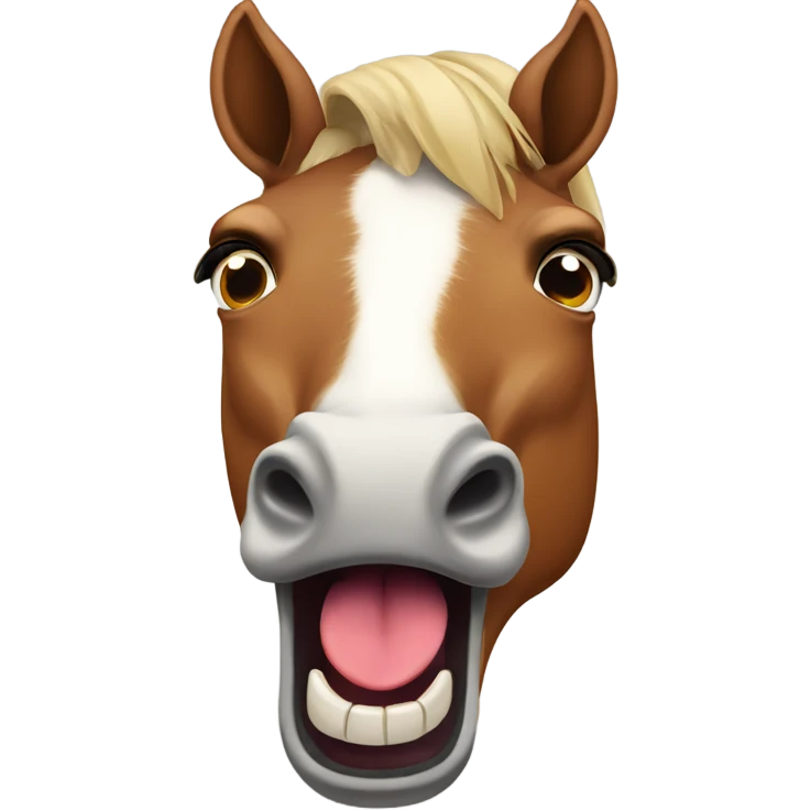 Horse shocked with mouth open sticking out tongue emoji
