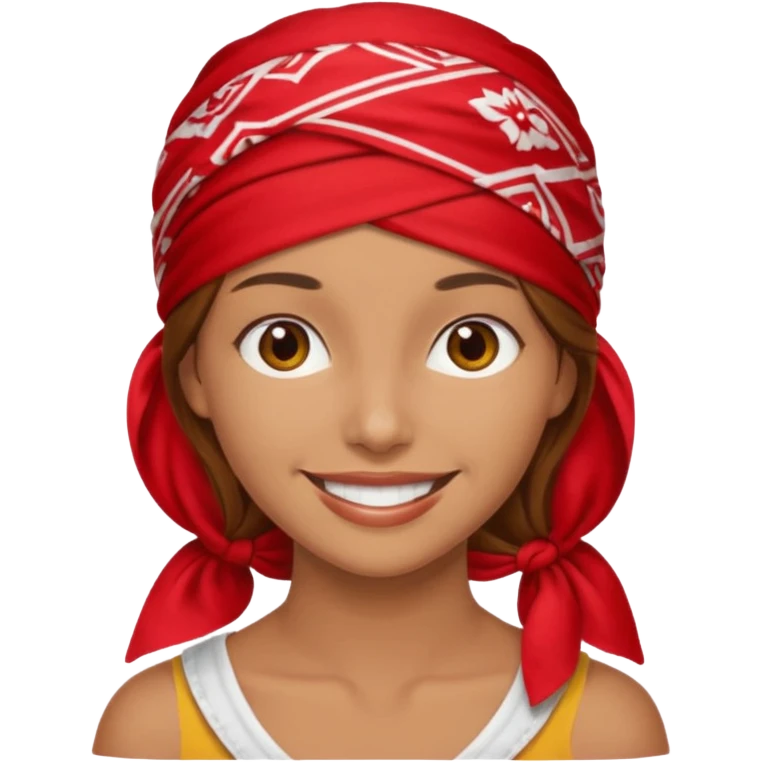 brown haired woman with wearing red bandana emoji