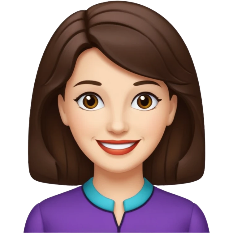 Maxene Andrews with dark brown hair emoji