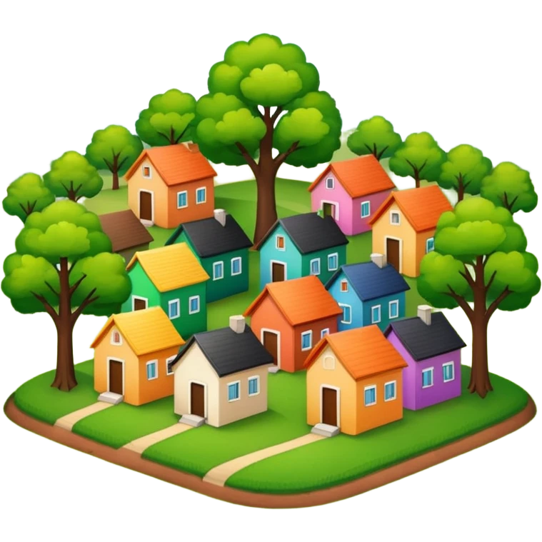 a realistic plot of land with trees and houses emoji