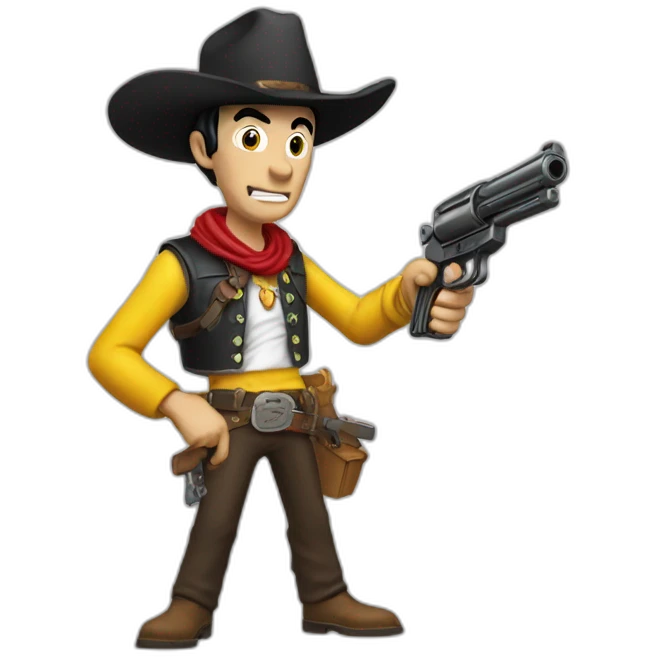Lucky luke with a gun eat a pizza emoji