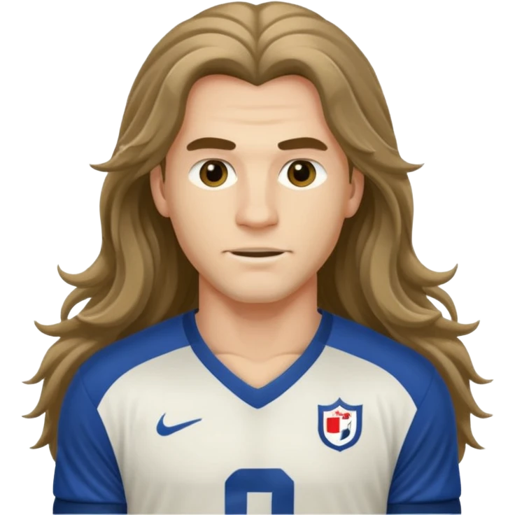 Long Haired Football Players, Footballer with flowing hair in jersey emoji