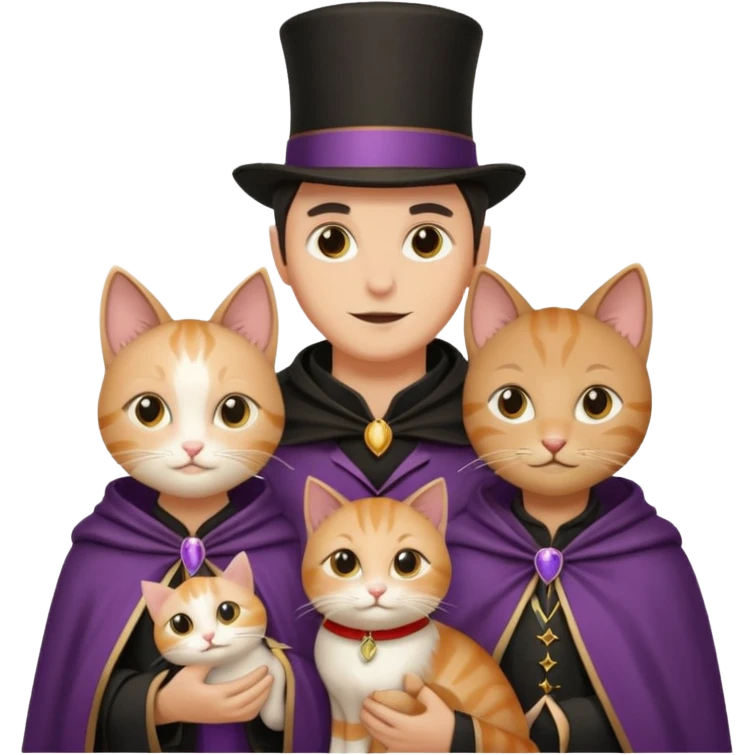 magician couple and their pet cat emoji
