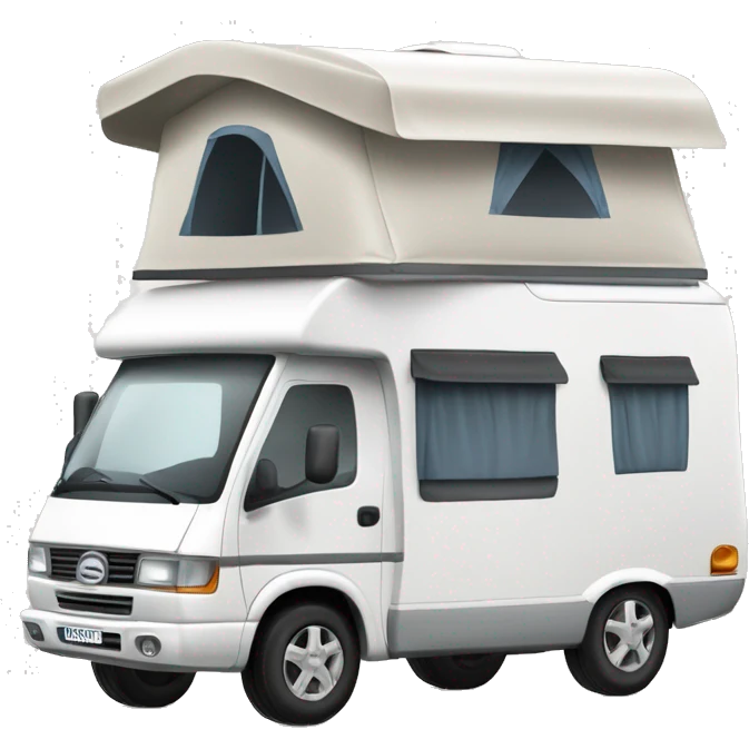 weißes Wohnmobil mit Alkoven, Camping emoji