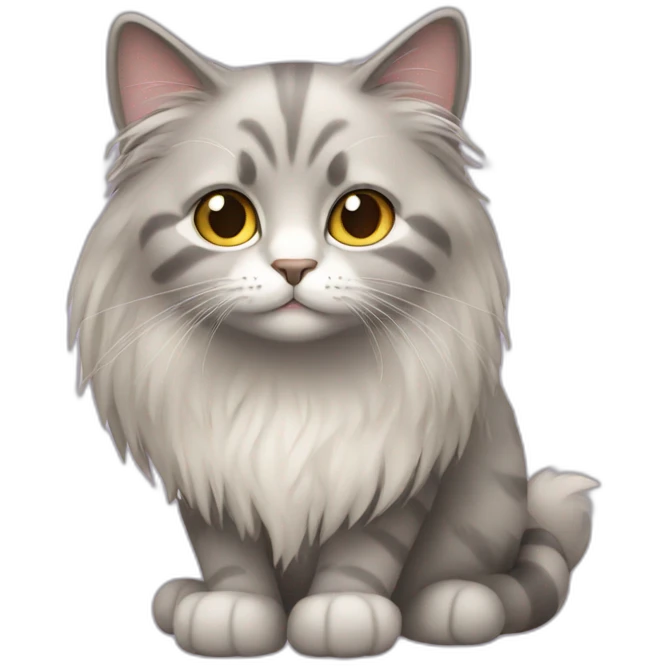cat wears long hair emoji