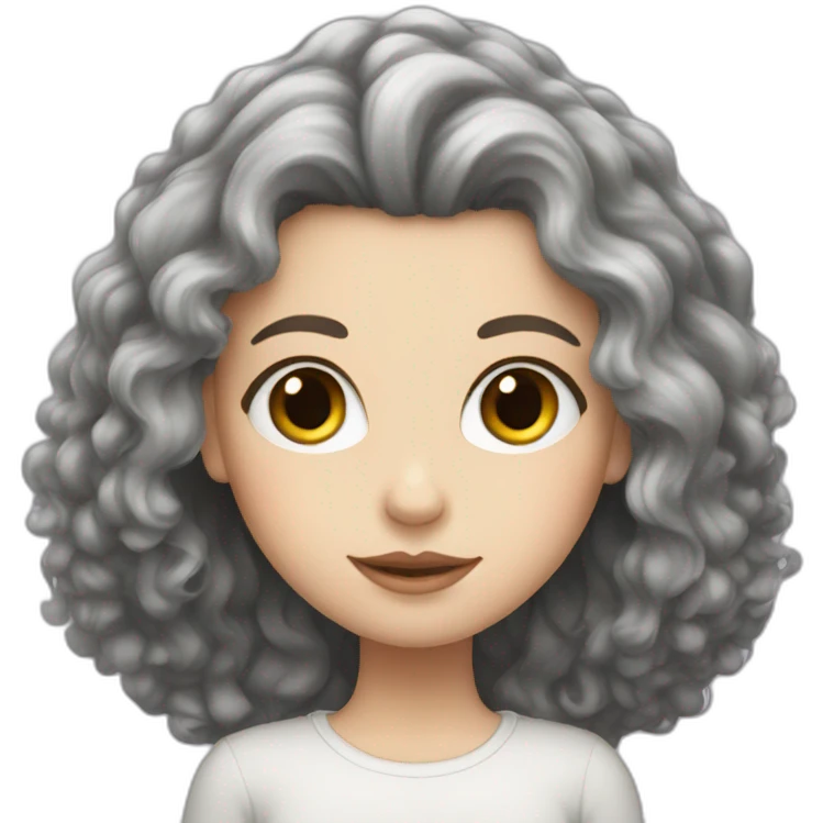White girl with frizzy long black hair emoji