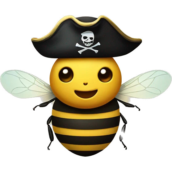 a bee wearing a pirate's hat emoji
