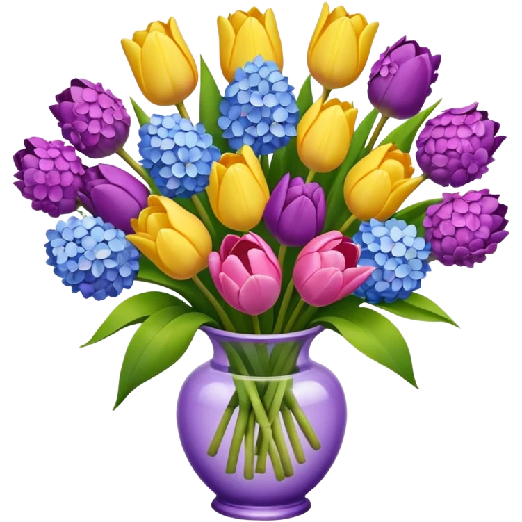 tulip, hyacinth and hydrangeas boquet emoji